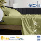 600 Thread Count Egyptian Quality 100% Cotton Sheets Set, Twin Xl Size Bedding Set In Sage Green
