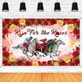 Mocsicka Run for The Roses Banner Kentucky Derby Horse Racing Party Decorations Banner for Birthday Party Racetrack Stadium Wall