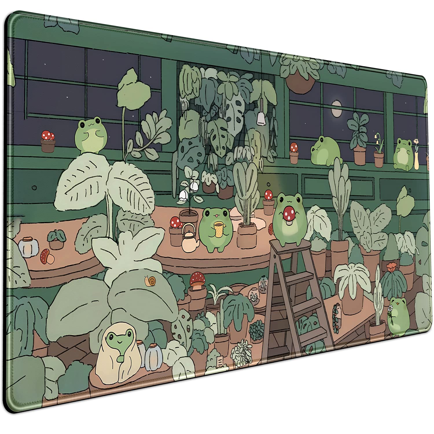 Cute Frog Mouse Pad Desk Pad Kawaii Green Desk Decor Mat, Large Gaming Mouse Pad For Desk Computer Keyboard Laptop, Desk Decor H
