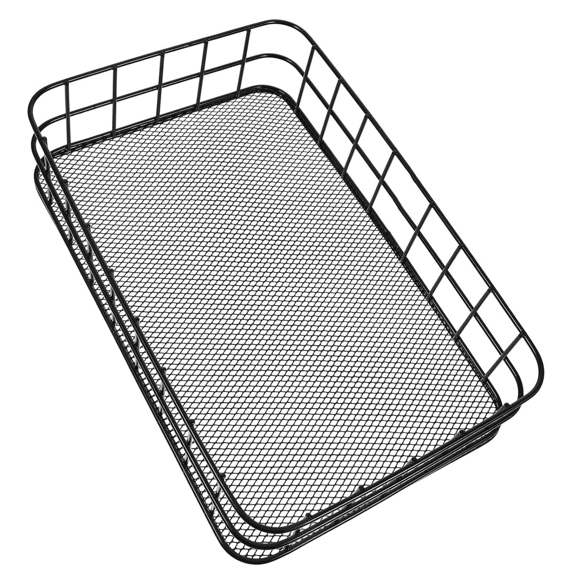 JANKOW Black Metal Wire Cabinet Organizer Storage, Iron Grid Storage, Tray Net Basket Storage for Office, Home Decoration (Black