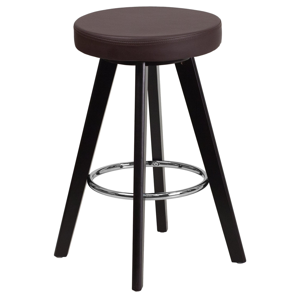 Flash Furniture Trenton Series 24'' High Contemporary Cappuccino Wood Counter Height Stool With Black Vinyl Seat