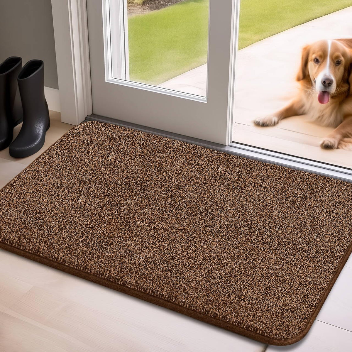Mibao Door Mat Indoor, 17' X 29.5', Dirt Trapper Entrance Doormat, Non-Slip Low Profile Mat, Dog Door Mat, Super Absorbent Wel