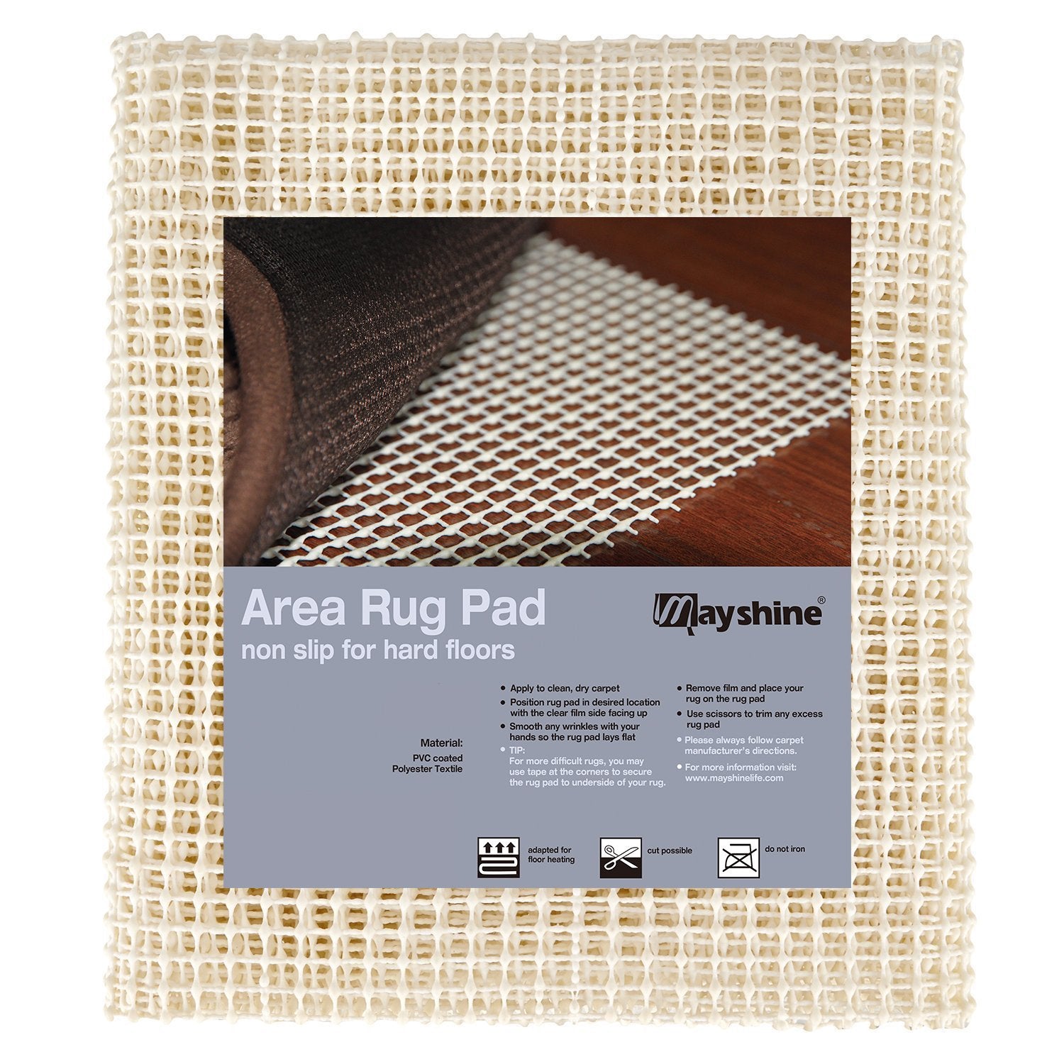 Non Slip Area Rug Gripper 4x6 Feet, Rug Gripper for Hardwood Floors, Laminate, Vinyl, Stone & Tile, Anti Slip Area Rug Pad for U