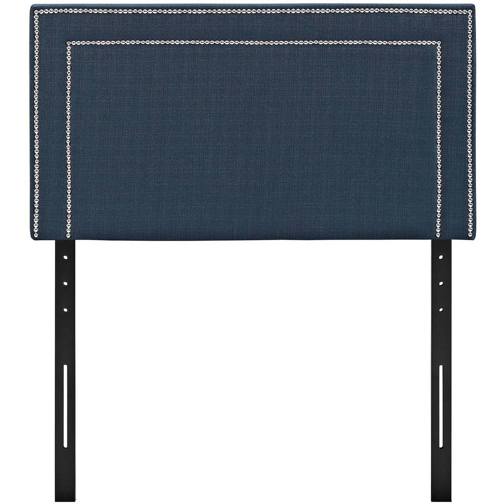 Modway Jessamine Upholstered Fabric Twin Headboard Size with Nailhead Trim in Azure,