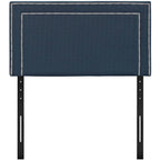 Modway Jessamine Upholstered Fabric Twin Headboard Size with Nailhead Trim in Azure,