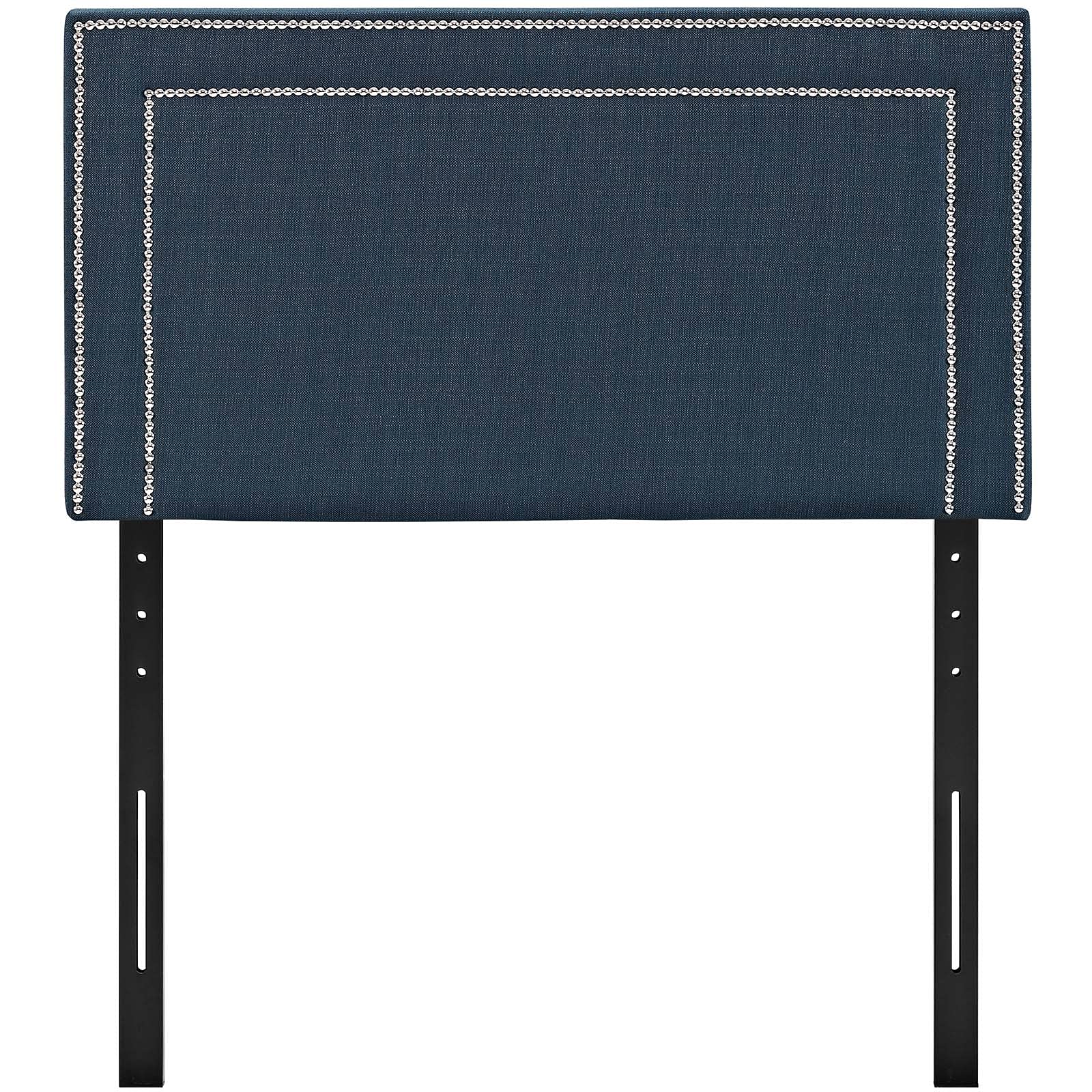 Modway Jessamine Upholstered Fabric Twin Headboard Size with Nailhead Trim in Azure,