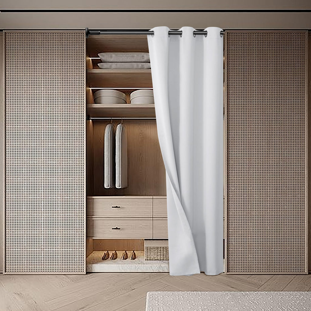 Bgment Greyish White Door Curtain 80 Inch Length For Doorway, Bedroom Closet Curtain, Privacy Thermal Insulated Blackout Grommet Room Divider For Room Separation, 1 Panel, 42 Inch Wide