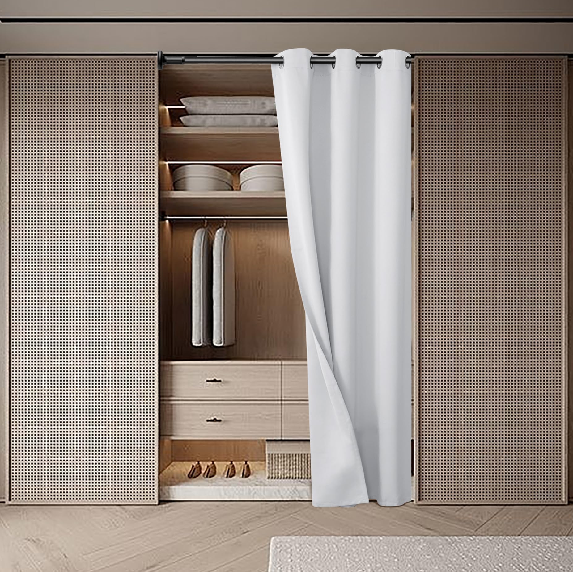 Bgment Greyish White Door Curtain 80 Inch Length For Doorway, Bedroom Closet Curtain, Privacy Thermal Insulated Blackout Grommet Room Divider For Room Separation, 1 Panel, 42 Inch Wide