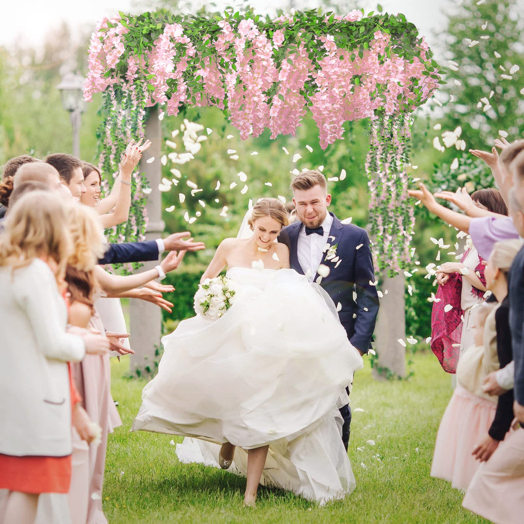 Findosom Wisteria Artificial Flowers Garland, 10Pcs Total 72Ft Pink Wisteria Hanging Flowers, Flower Garland Decorations For Hom