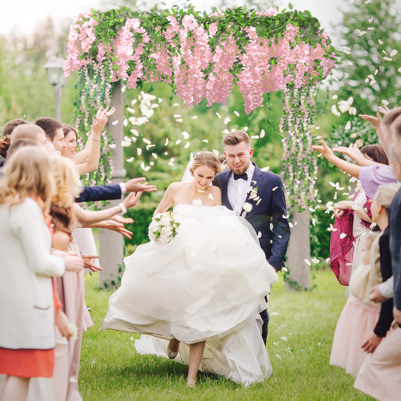 Findosom Wisteria Artificial Flowers Garland, 10Pcs Total 72Ft Pink Wisteria Hanging Flowers, Flower Garland Decorations For Hom