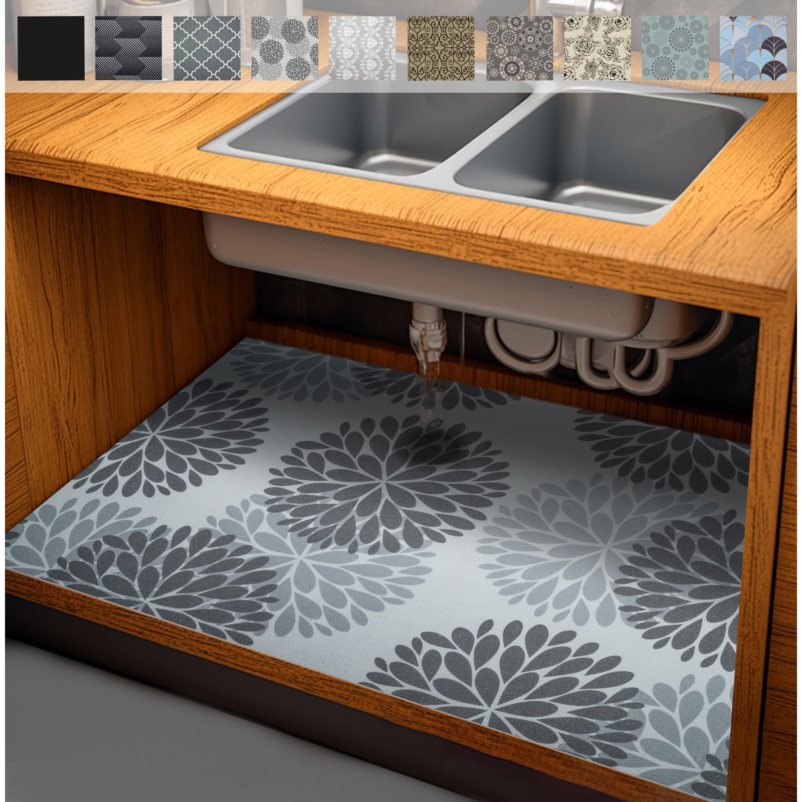 AiBOB Waterproof Under The Sink Mat, Absorbent Quick Dry Sink Liners Protect Cabinets, Durable Shelf Liners, Slip Resistant and 