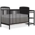 Dream On Me Anna 3 in 1 Convertible Crib with Changing Table in Black, Converts from Crib to Toddler Bed, Day Bed and Kids Sofa,