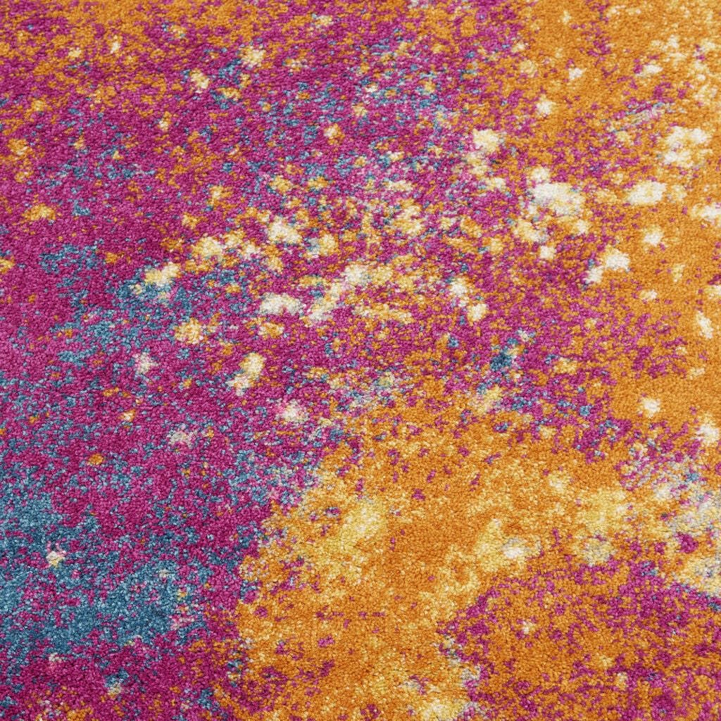 HomeRoots 100% Polypropylene 2’ x 6’ Abstract Brights Sunburst Runner Rug