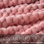 Bedelite Fleece Blanket Twin Blanket For Bed Couch, 3D Jacquard Decorative Dusty Pink Throw Blanket, Soft And Cozy Warm Plush Fu