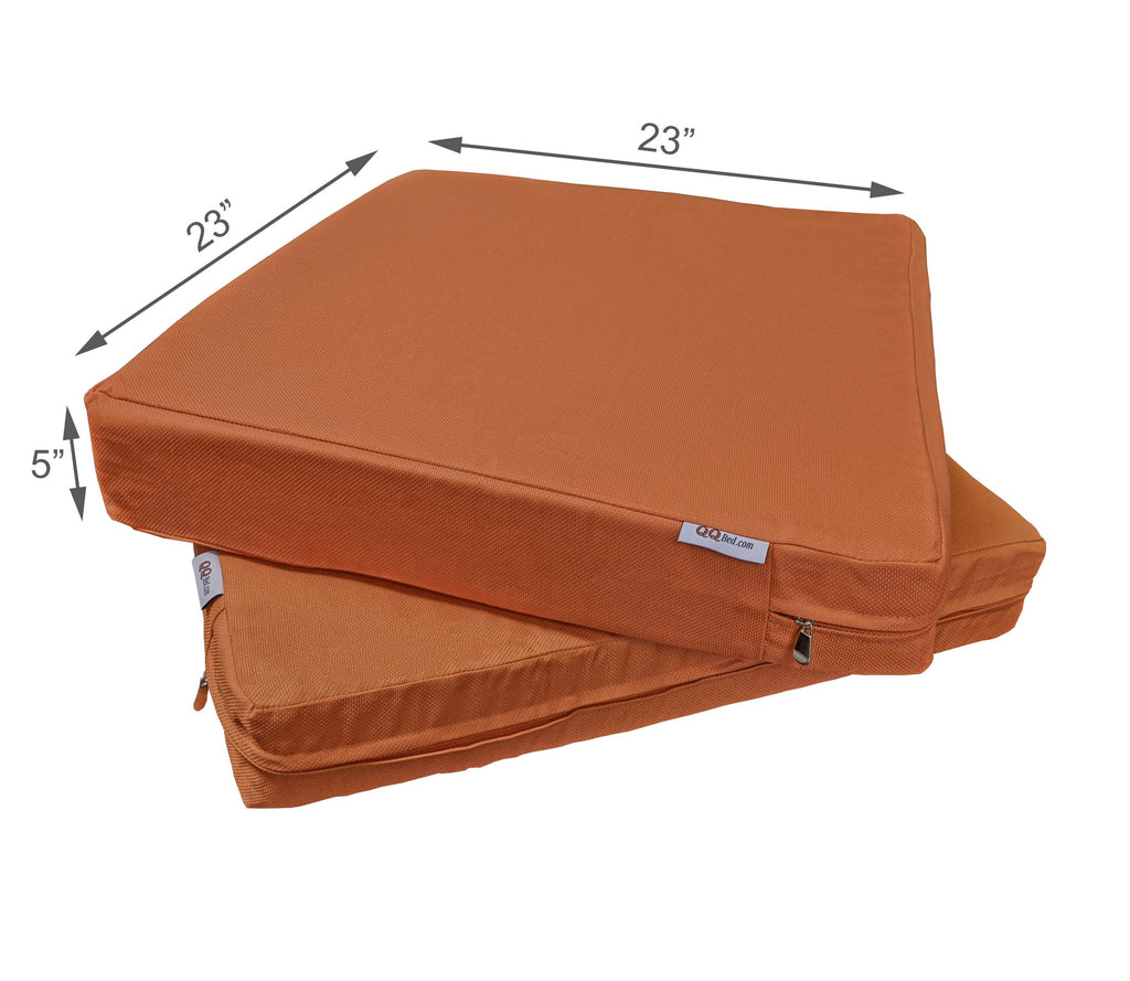 Qqbed 2 Pack Outdoor Patio Chair Pillow Seat Water-Resistant Cushion Covers In Rust Color 23'X23'X5'- Replacement Covers Only
