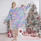 Mewkou Adults Mushroom Wearable Blanket Hoodie Sherpa Fleece Oversized for Women Men