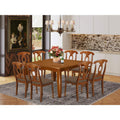 East West Furniture PFNA9-SBR-C 9 Piece Kitchen Table & Chairs Set Includes a Square Dining Table with Butterfly Leaf and 8 Linen Fabric Dining Room Chairs, 54x54 Inch, Saddle Brown