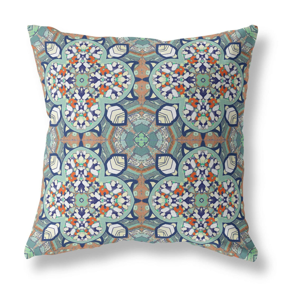 HomeRoots Green Muted Orange Green Orange Cloverleaf Boho Suede Throw Pillow