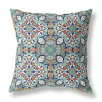HomeRoots Green Muted Orange Green Orange Cloverleaf Boho Suede Throw Pillow