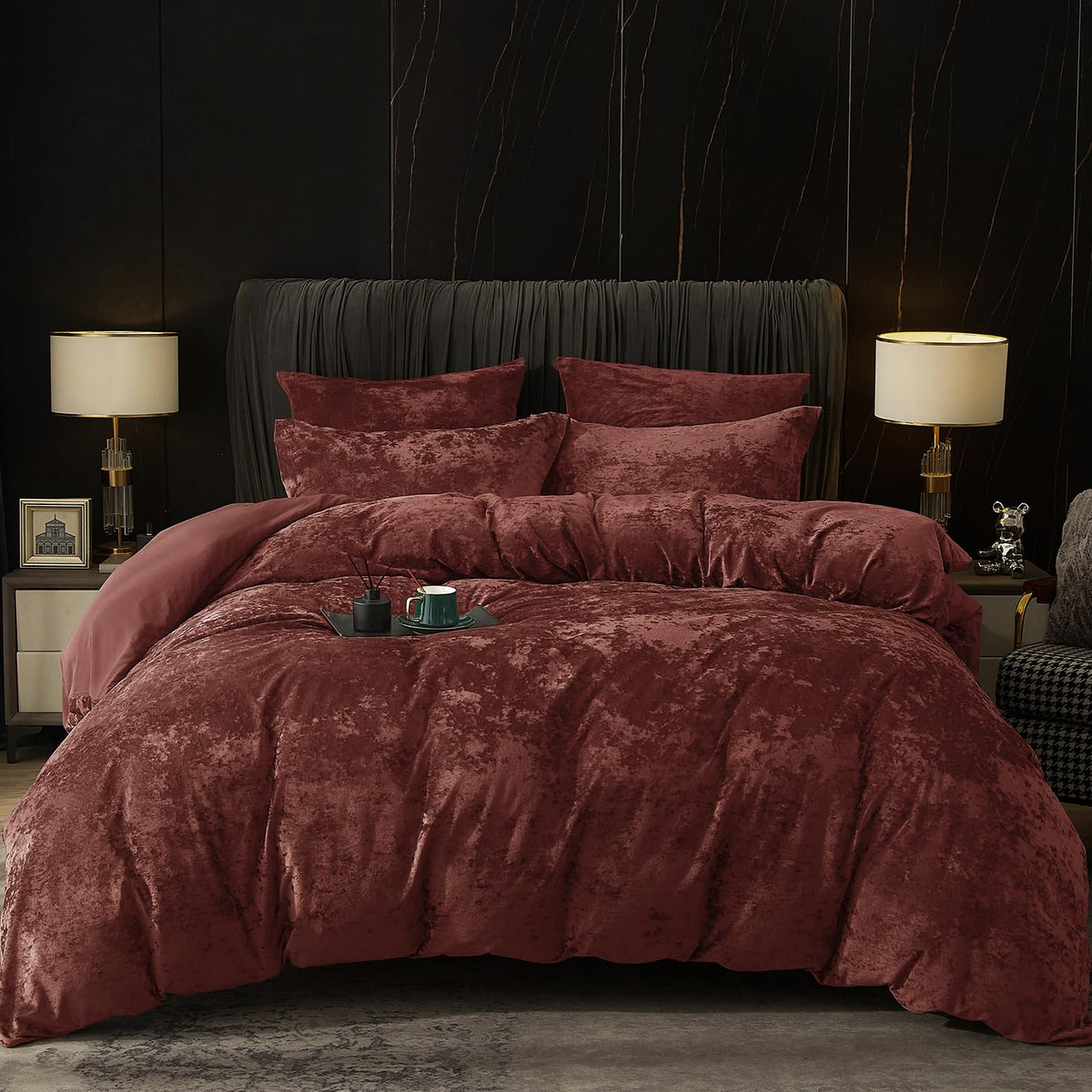 Phf Truly Velvet Duvet Cover Set California King, 3Pcs Ultra Soft Breathable Comforter Cover Set, Luxury Cozy Flannel Duvet Cove