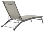 Crosley Furniture Weaver Reclining Mesh Outdoor Chaise Lounge Chair with Wheels for Patio, Deck, Poolside, Matte Black/Light Gray