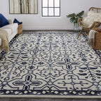 HomeRoots 513677 10 x 14 ft. Taupe & Gray Wool Floral Hand Tufted Handmade Stain Resistant Rectangle Area Rug
