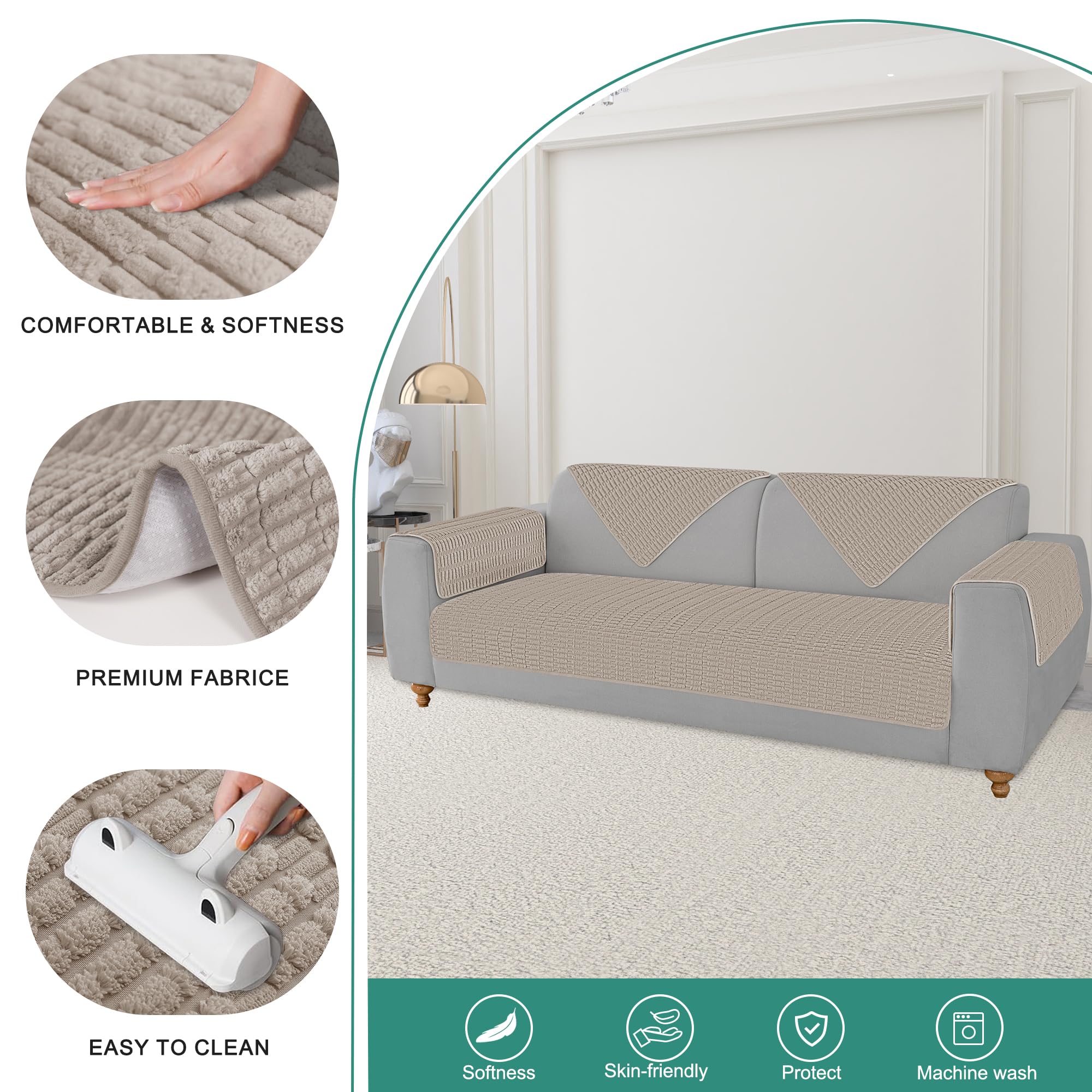 Foxdecor Couch Covers For Sofa, Dog Couch Cover Sofa Seat Covers, Anti-Slip Dog Mat Pet Pad Blanket For Sofa Chair Recliner Bed