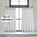 LIMON HOME Cafe Curtains Gray and Nature 45 Inch Length for Small Windows Grey Striped Curtain for Country Cafe Look Privacy Lig