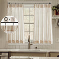 Limon Home Cafe Curtains 36 Inch Length For Over Sink,Striped Tier Ticking Stripe Linen Curtain Rings With Hooks Set Pinstripe F