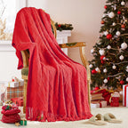 Inhand Christmasthrow Blankets For Couch, Gifts For Women Cozy Home Decor Knit Blanket, Red Lightweight Decorative Blankets And