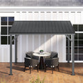 Domi 10x10 Lean to Gazebo Hardtop, Expandable Wall Mounted Pergola with Gutters & Galvanized Steel Roof, 60MPH Wind Resistance
