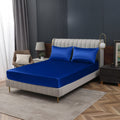 Homiest Royal Blue Satin Fitted Sheet Full Size Fitted Bed Sheet, Deep Pocket Fitted Sheet Only, Luxury & Ultra Soft Bedding Fitted Sheet Single Bottom Bed Sheets Sold Separately