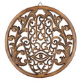 DharmaObjects Handcrafted Hamsa Hand Of Fatima Home Blessing Protection Wooden Rustic Wall Mounted Decor Hanging Art (Brown)