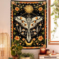 Aipon Orange Moth Tapestry Boho Retro Floral Flowers Tapestries Aesthetic Vintage Mushroom Tapestry Bedroom Indie Vertical Tapes