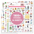 Workout & Fitness Stickers Mega Pack - Set Of 24 Sheets 1800+ Health And Wellness Stickers | Tracking Stickers For Sports Planne