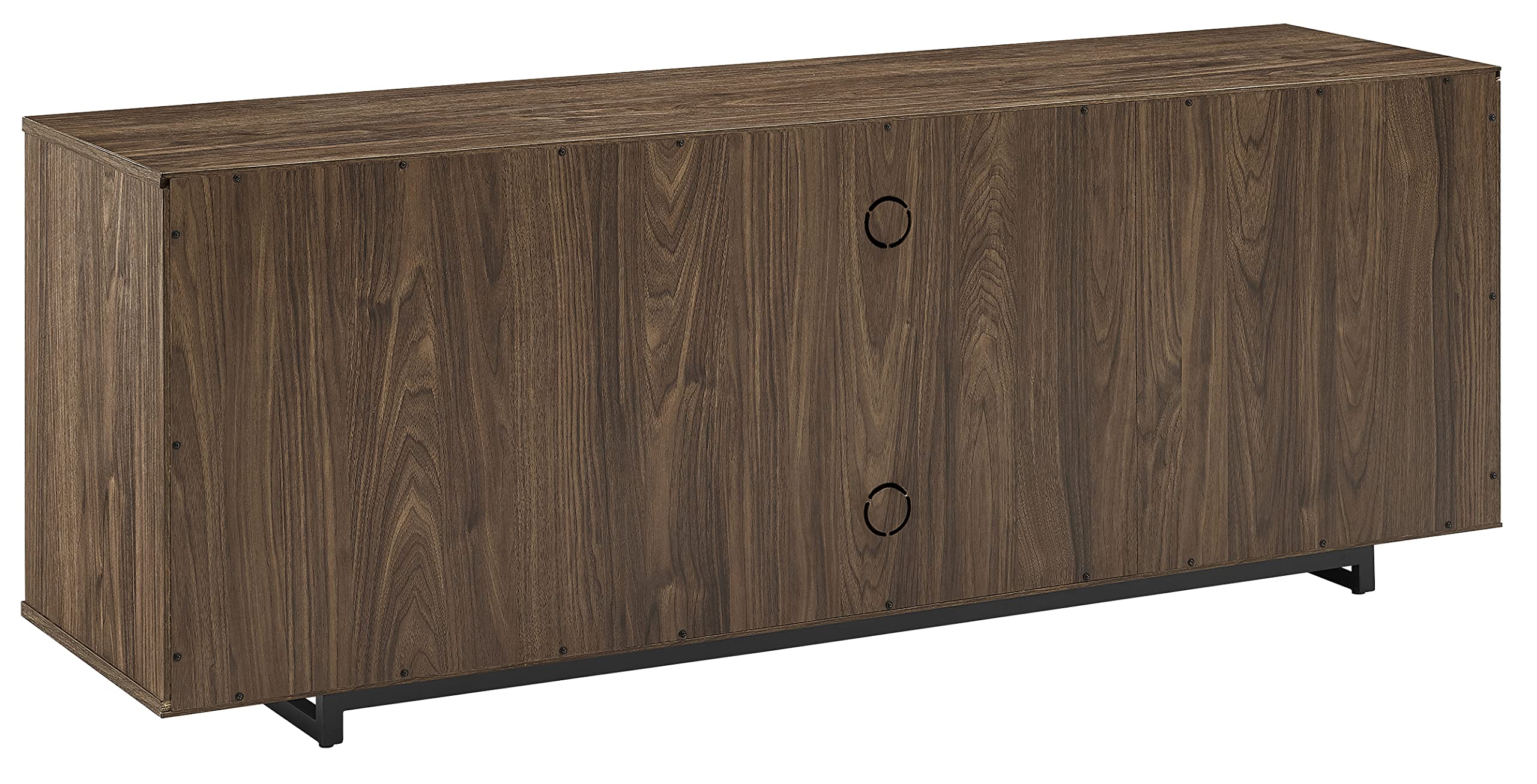 Crosley Furniture Silas Low Profile Fireplace TV Stand for 65+ inch TVs, Entertainment Center with Shelves, Walnut