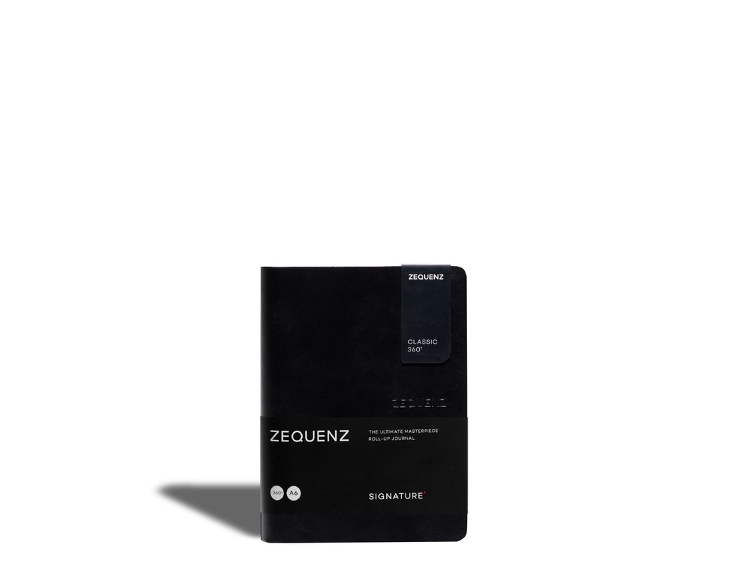 Zequenz Classic 360 Signature Series, Size: A6 Small, Color: Black, Paper: Grid, Soft Cover Notebook, Soft Bound Journal, 4' X