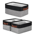 Tied Ribbons Set Of 3 Fabric Small Basket Storage Organizer With Handles For Organizing Baskets For Shelves, Office, Closets, La