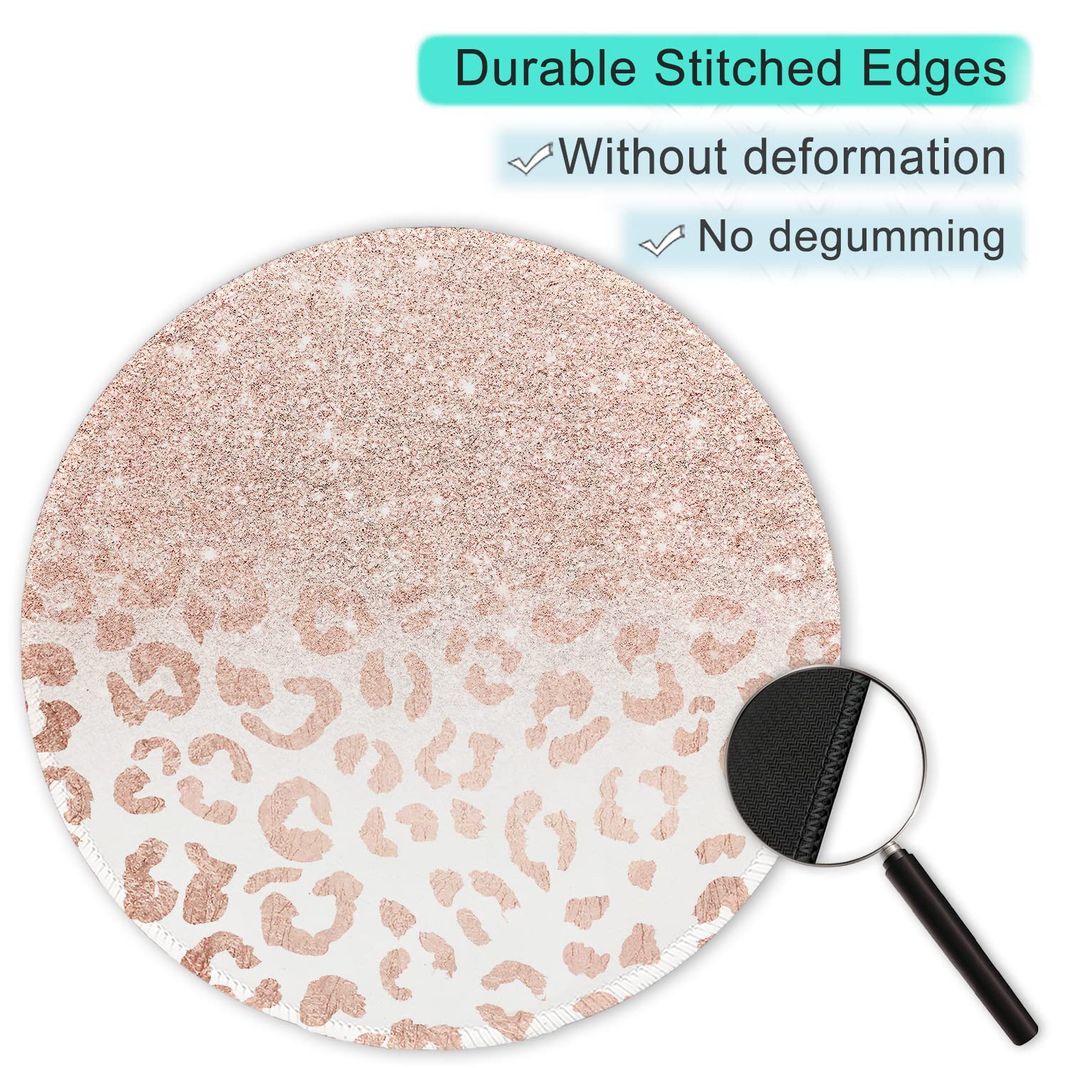 Itnrsiiet [20% Larger Mouse Pad With Stitched Edge, Premium-Textured Mouse Mat Waterproof Non-Slip Rubber Base Round Mousepad Fo