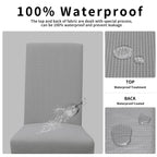 Easy-Going 100% Waterproof Dining Room Chair Cover Set Of 2, Stretch Jacquard Parson Chair Slipcover Removable Washable Chair Protector For Home, Restaurant, Banquet (Large, Light Gray)