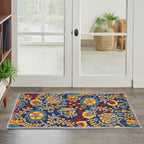 Nourison Aloha Indoor/Outdoor Navy Multicolor 2'8' X 4' Area Rug, Easy Cleaning, Non Shedding, Bed Room, Living Room, Dining Room, Backyard, Deck, Patio (3X4)