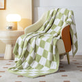 Searoomy Checkered Throw Blanket, Ultra Soft Cozy Microfiber Knit Throw Blanket, Warm Fluffy Reversible Checkerboard Throw Blank