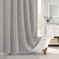 MitoVilla Boho Extra Long Shower Curtain 72 x 84, 84 inch XL Cotton Linen Tassel Fabric Shower Curtains for Vintage Country Farm