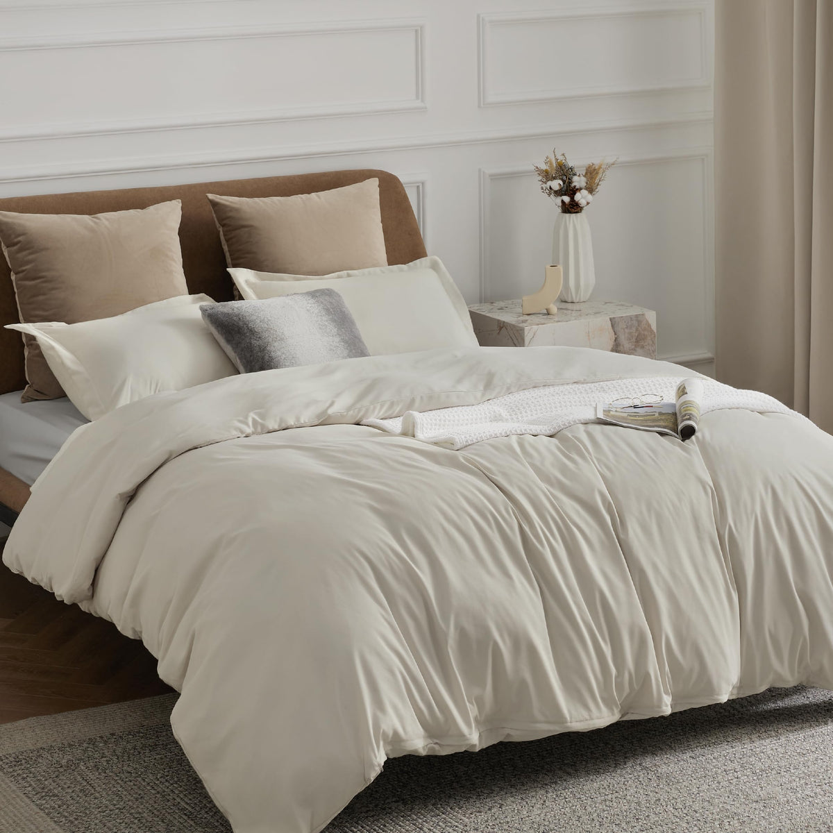 Bedsure Linen Duvet Cover California King Size - Soft Double Brushed Duvet Cover For Kids With Zipper Closure, 3 Pieces, Include