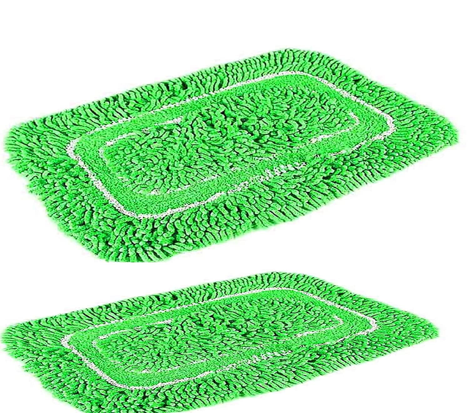 Exporthub 2 Piece Green Color Anti Slip Shaggy Bath mat