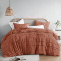 Comfort Spaces Clay Full Size Comforter Set - 3 Pieces Pintuck Pleated Bedding Sets, All Season Lightweight, Extra Softness Pre-