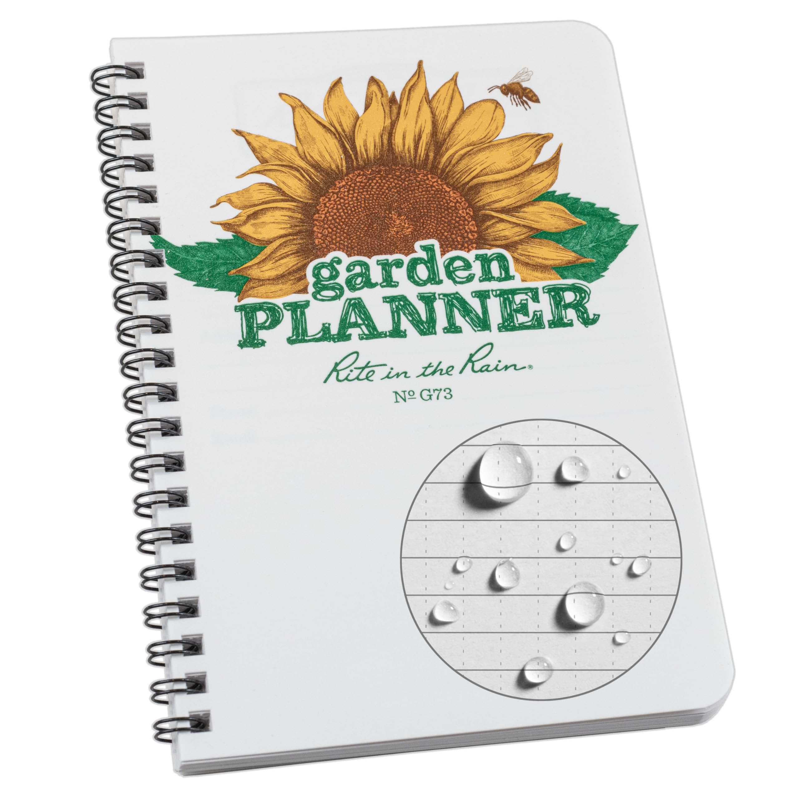Rite In The Rain Weatherproof Garden Planner, 4.625    X 7   , Side-Spiral, White (No. G73)