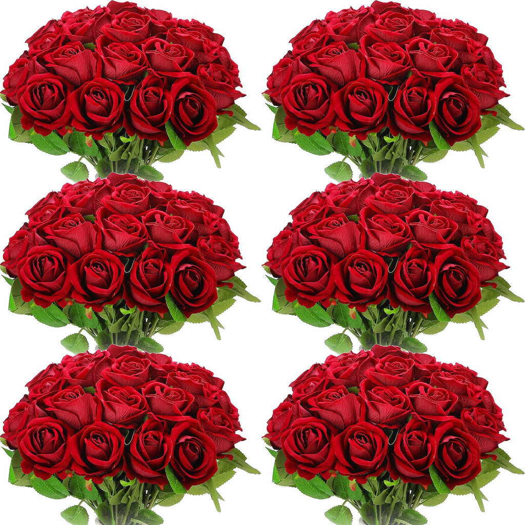 50 Pcs Artificial Rose Flower Realistic Silk Roses with Stem Bouquet of Flowers Plastic Flowers Real Looking Fake Roses for Home