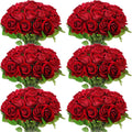 50 Pcs Artificial Rose Flower Realistic Silk Roses with Stem Bouquet of Flowers Plastic Flowers Real Looking Fake Roses for Home