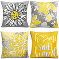 Rysmiyou Decorative Throw Pillow Covers Set Of 4 Yellow Pillow Covers 22X22 Inch Throw Pillow Cases Linen Square Pillow Case,Mod